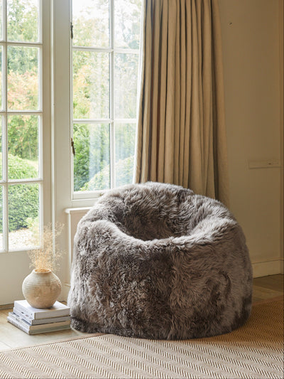 grey sheepskin beanabag