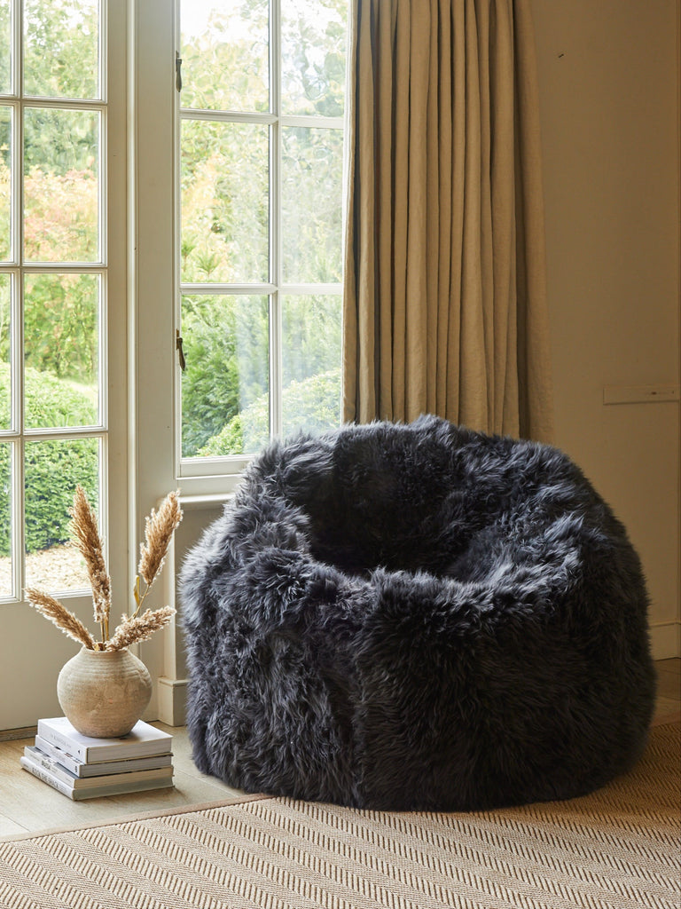 Giant Sheepskin Beanbag Dark Grey