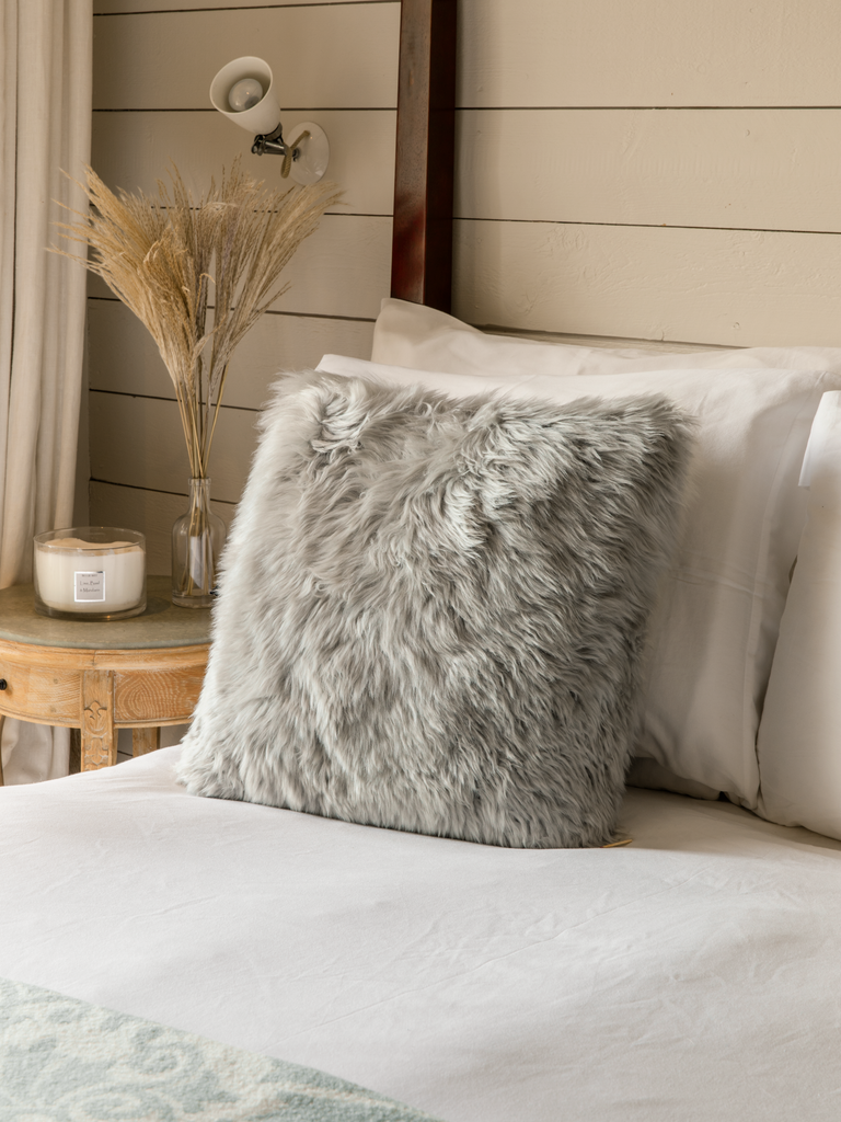 Sheepskin Cushion Light Grey