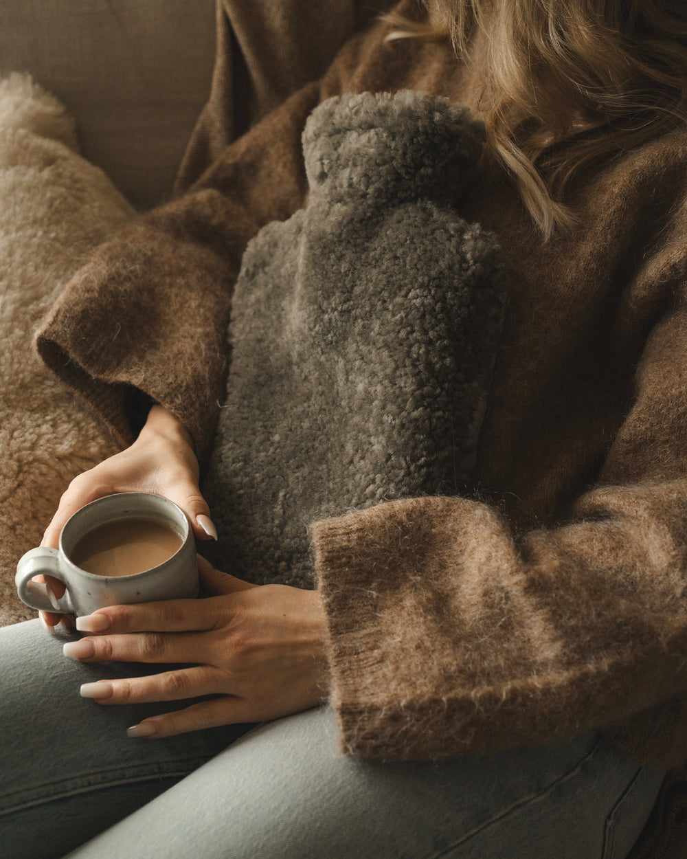 Shearling Hot Water Bottle - Mist