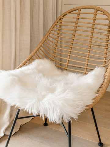 Square Sheepskin Seat Pad - Pure White