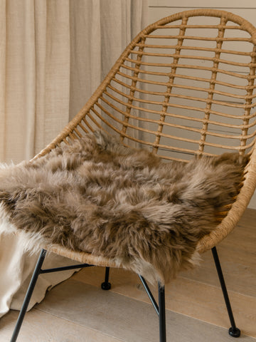 Square Sheepskin Seat Pad - Taupe