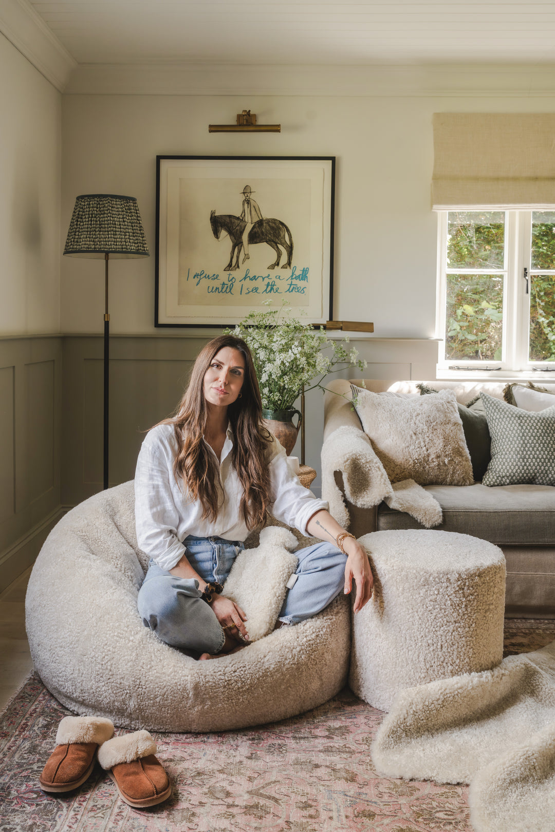 Living Room Jojo Bean Bag Chair Shearling Pouffe House Nine Design