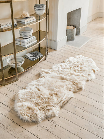 double sheepskin rug in cream