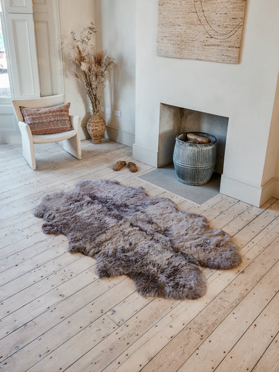 vole giant sheepskin rug on floor