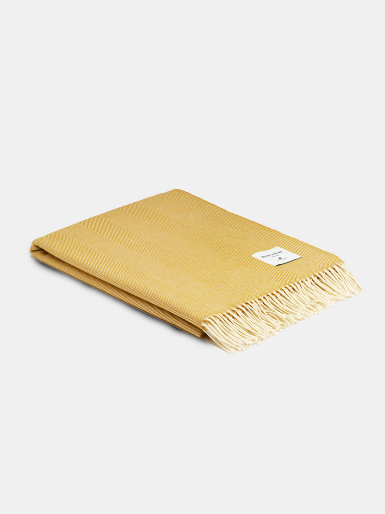 Kilbarn Lambswool Throw Lemon Herringbone