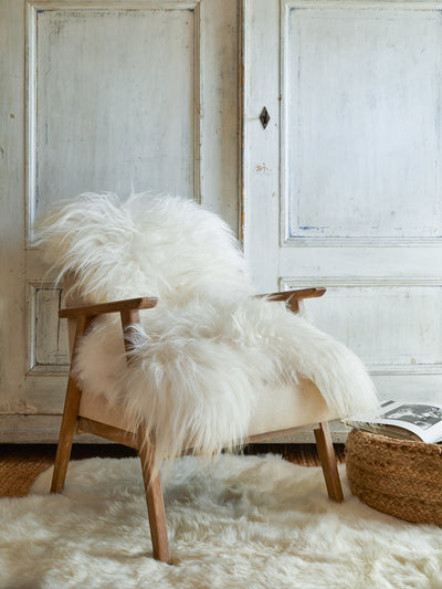 white Icelandic sheepskin rug 