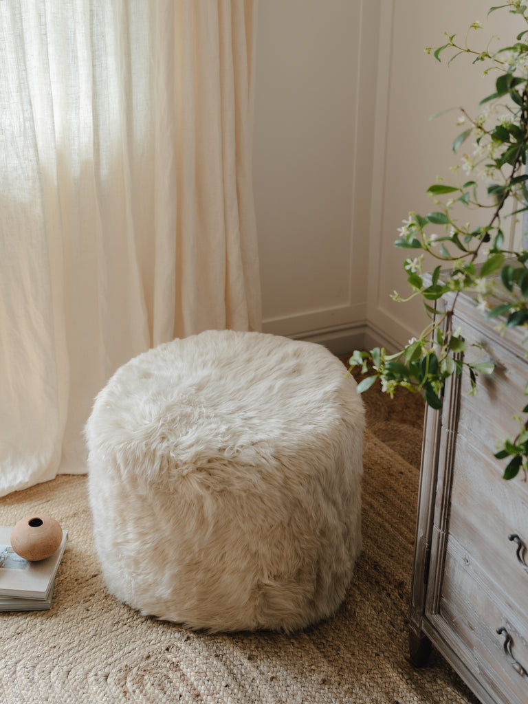 Circular Sheepskin Pouffe Circular