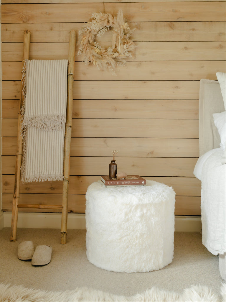 Circular Shearling Pouffe
