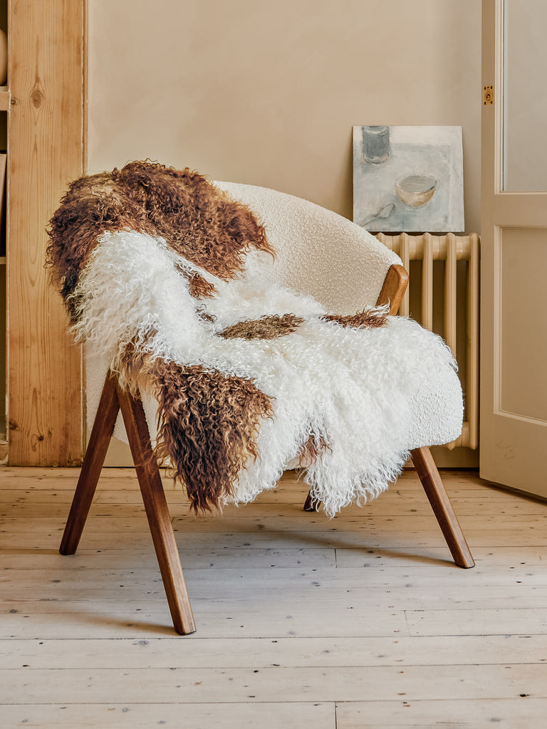 Tibetan Sheepskin Rug & Brown