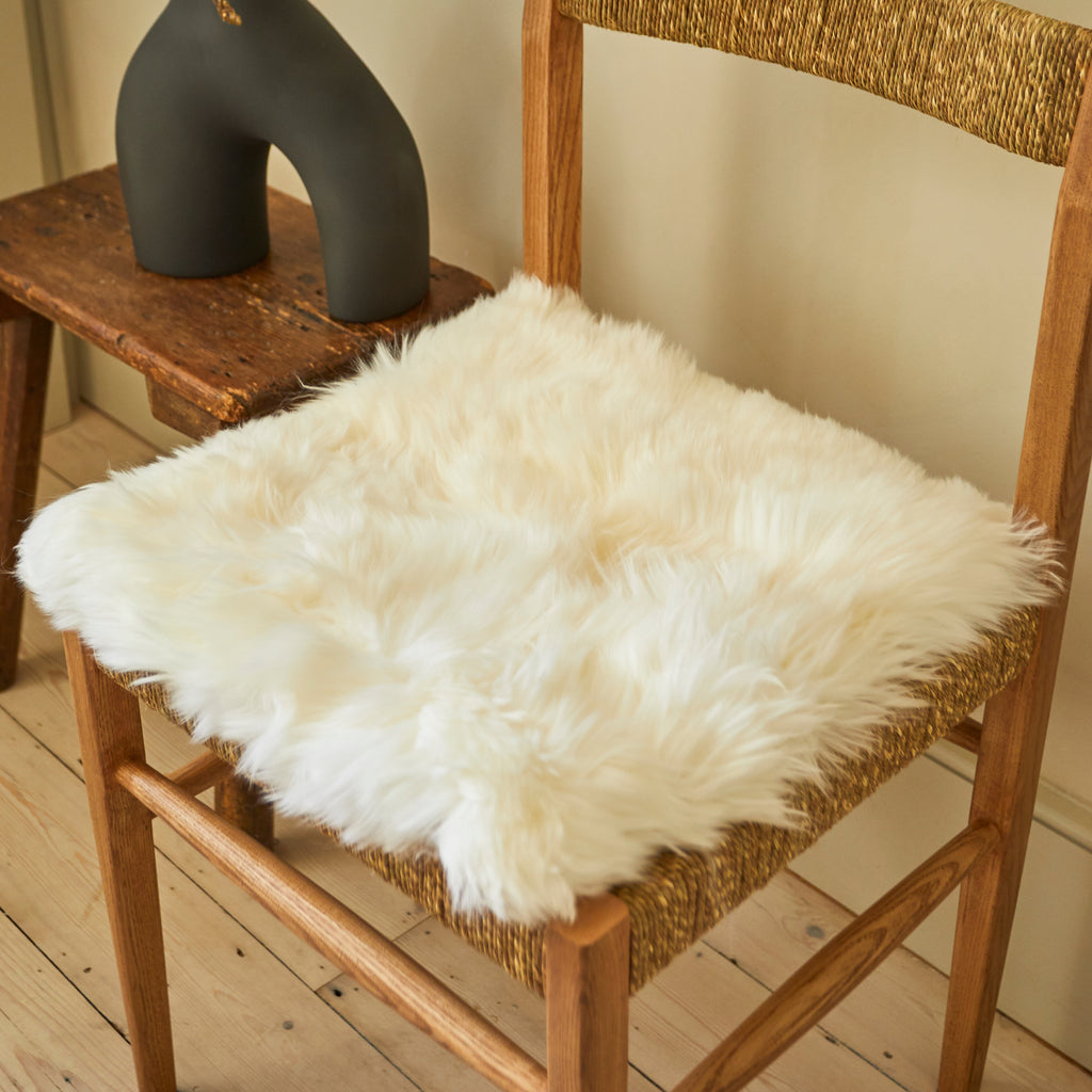 Square Sheepskin Seat Pad Cream Hyde Hare