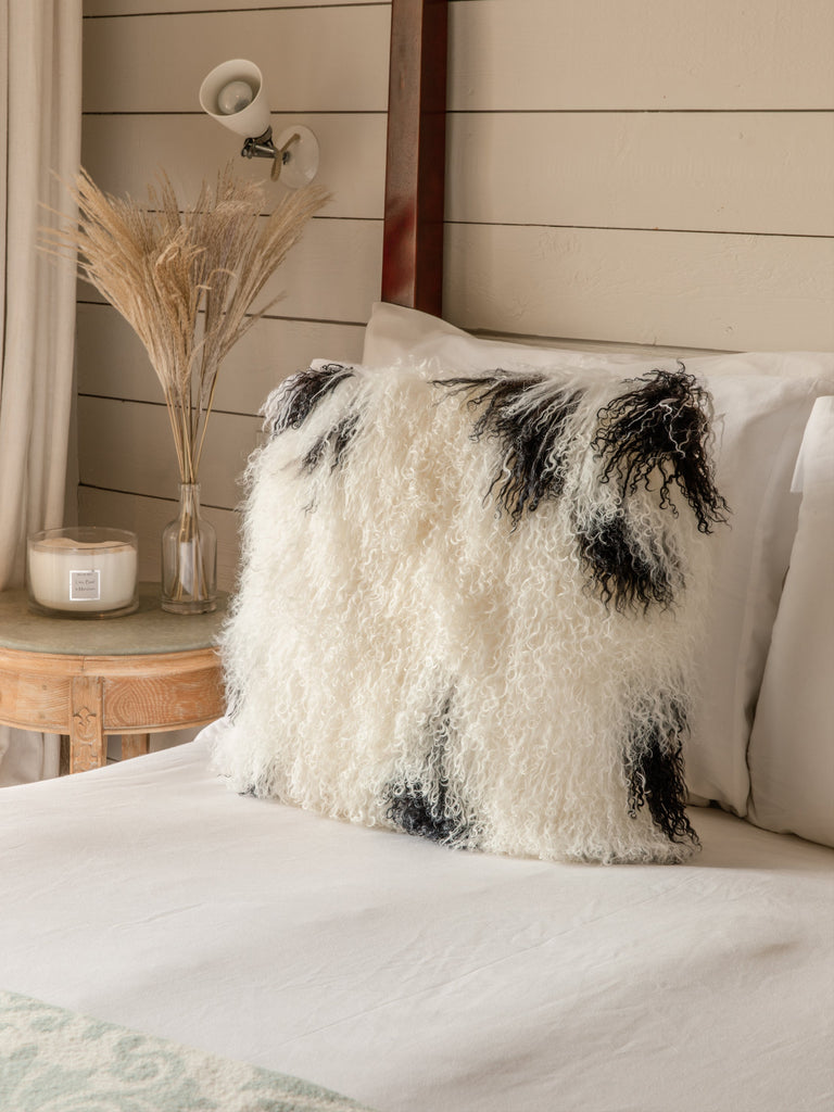 Tibetan Sheepskin Cushion White &