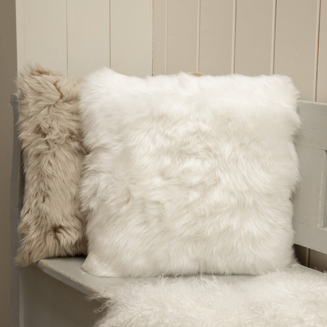 White sheepskin cushion discount